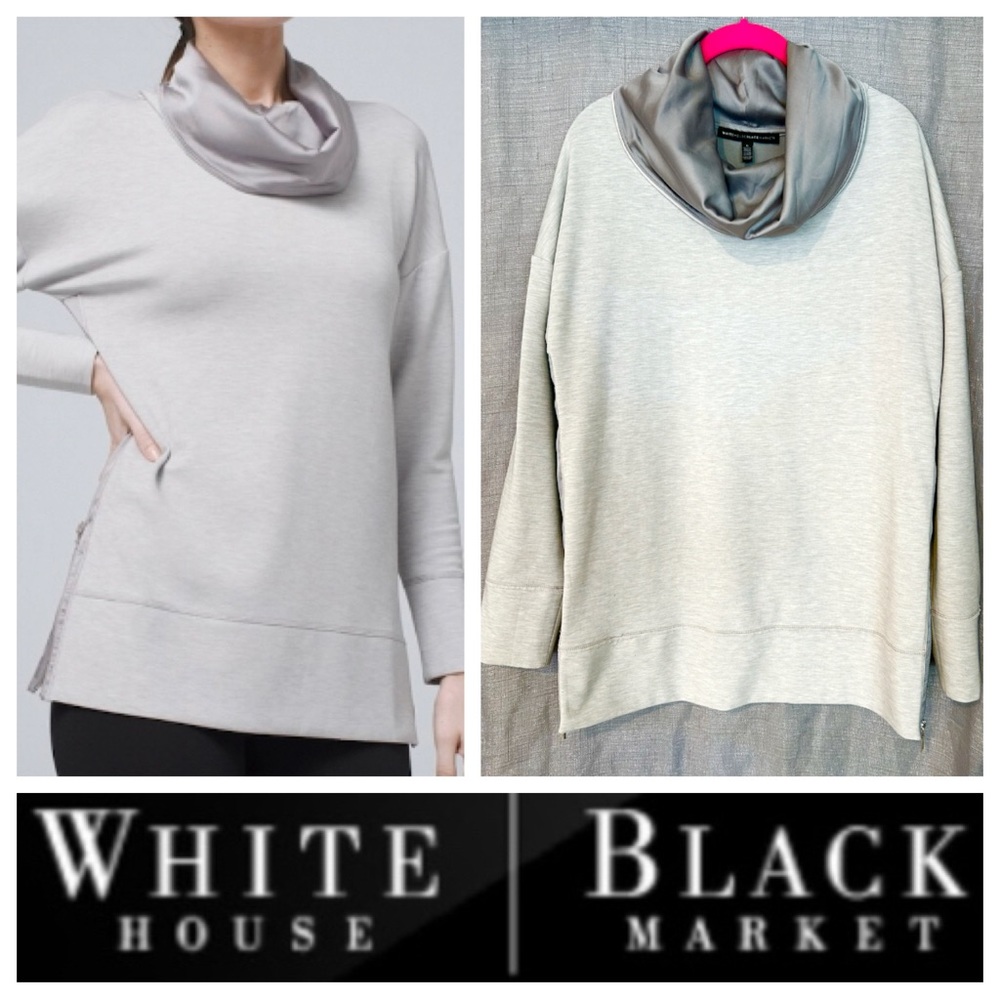 WHBM Satin Funnel Neck Side Zip Top